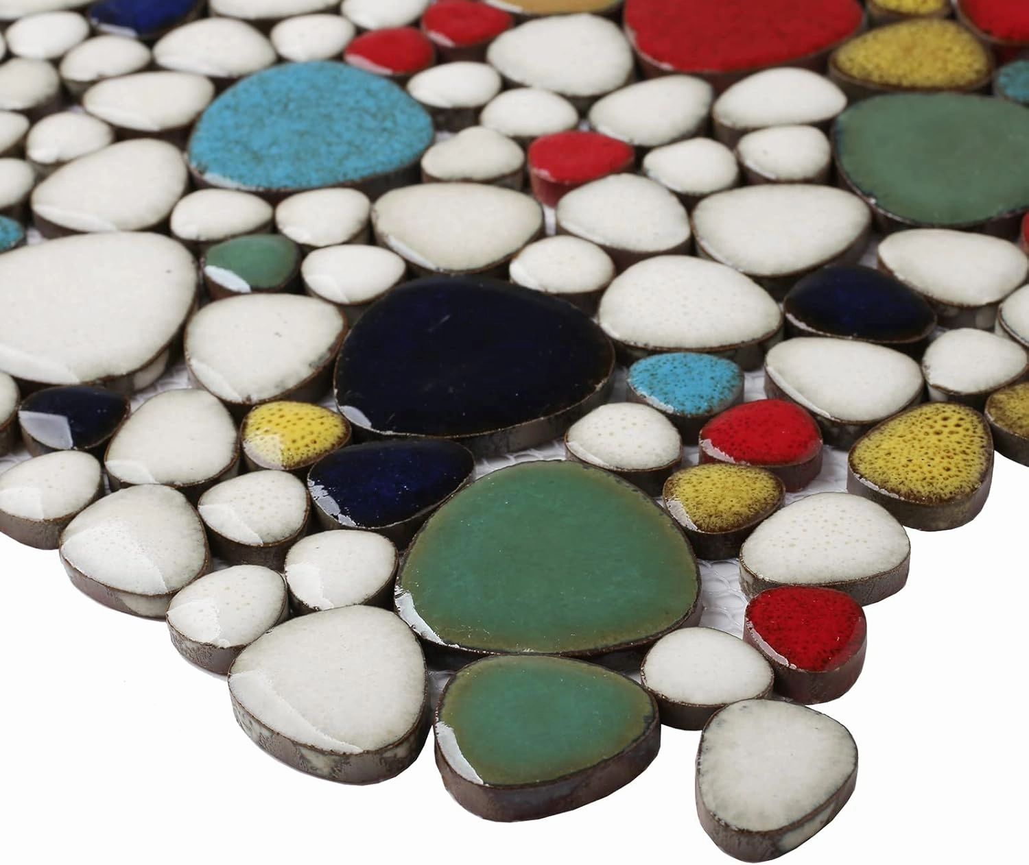 White Shower Floor Pebble Tiles Colorful Mosaic Tile for Floor Wall Backsplash (5 Sheets)