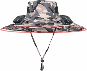 Wide Brim Solar Powered Hat Fan, UPF 50  Solar Panel Fan Hat for Beach Fishing Camping Outdoor Hiking