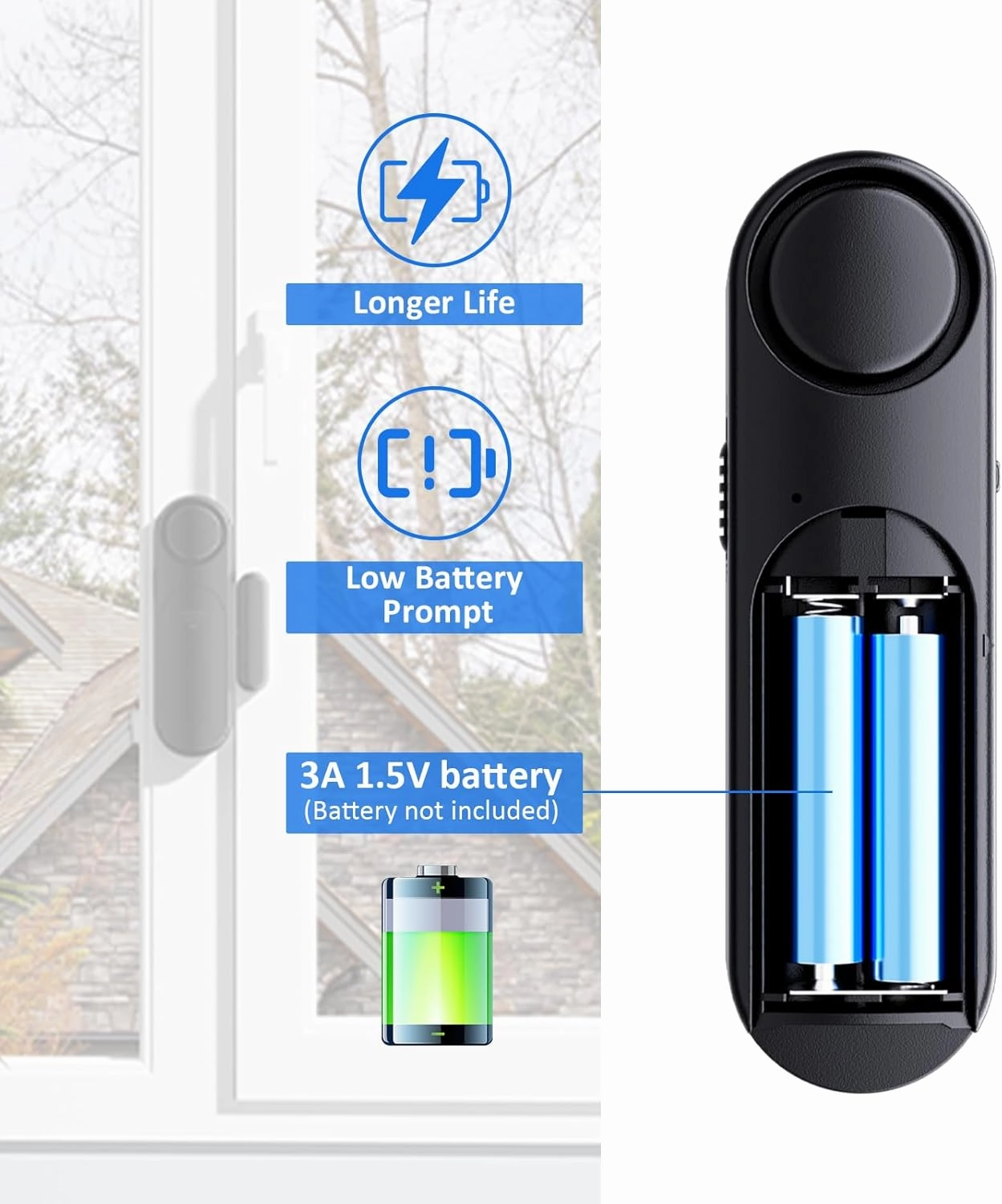 Window and Door Alarm When Opened (5 Pack) for Kids Safety/Home Security, Wireless Sliding Door Opening Sensor Alarms for Dementia, 120dB Burglar Alert, Ideal for Business, Garage, Apartment, Black