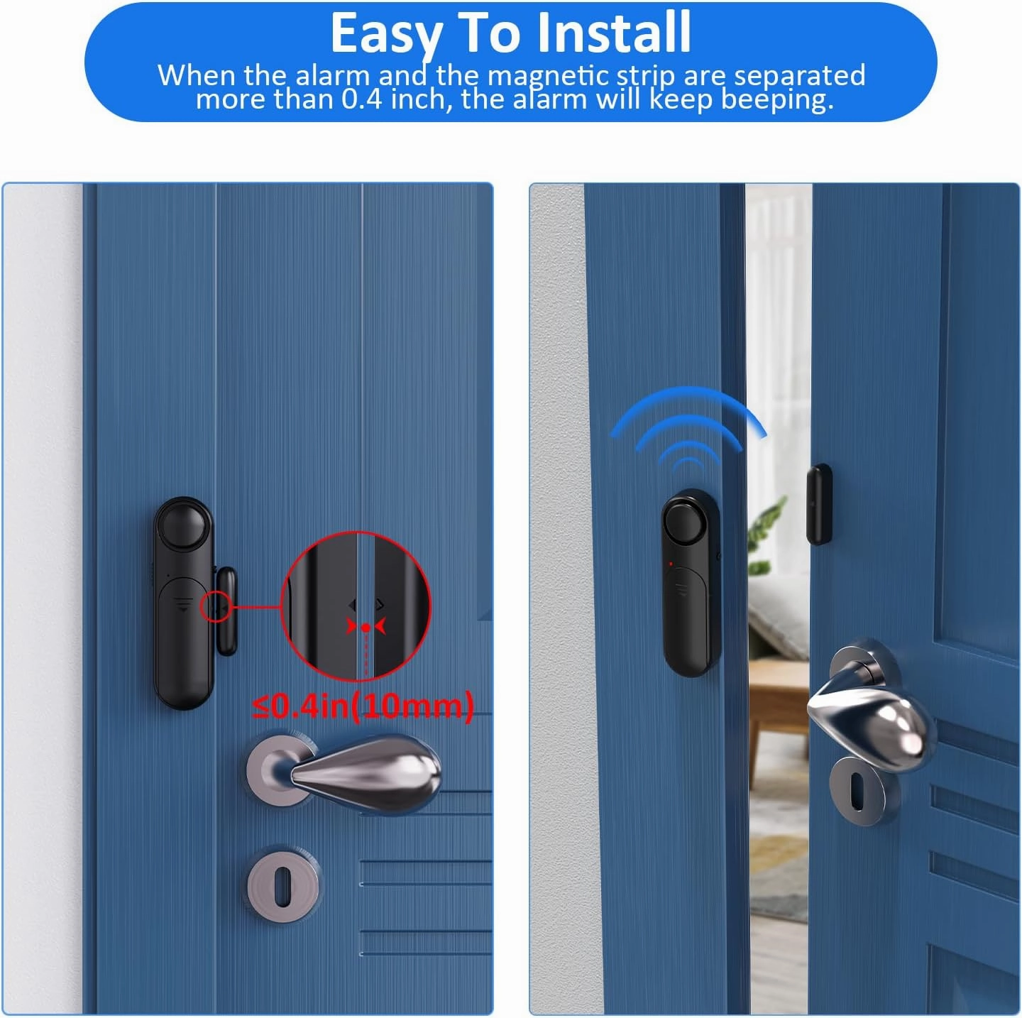 Window and Door Alarm When Opened (5 Pack) for Kids Safety/Home Security, Wireless Sliding Door Opening Sensor Alarms for Dementia, 120dB Burglar Alert, Ideal for Business, Garage, Apartment, Black