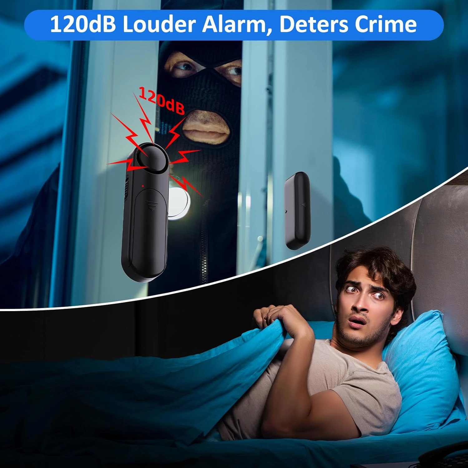 Window and Door Alarm When Opened (5 Pack) for Kids Safety/Home Security, Wireless Sliding Door Opening Sensor Alarms for Dementia, 120dB Burglar Alert, Ideal for Business, Garage, Apartment, Black