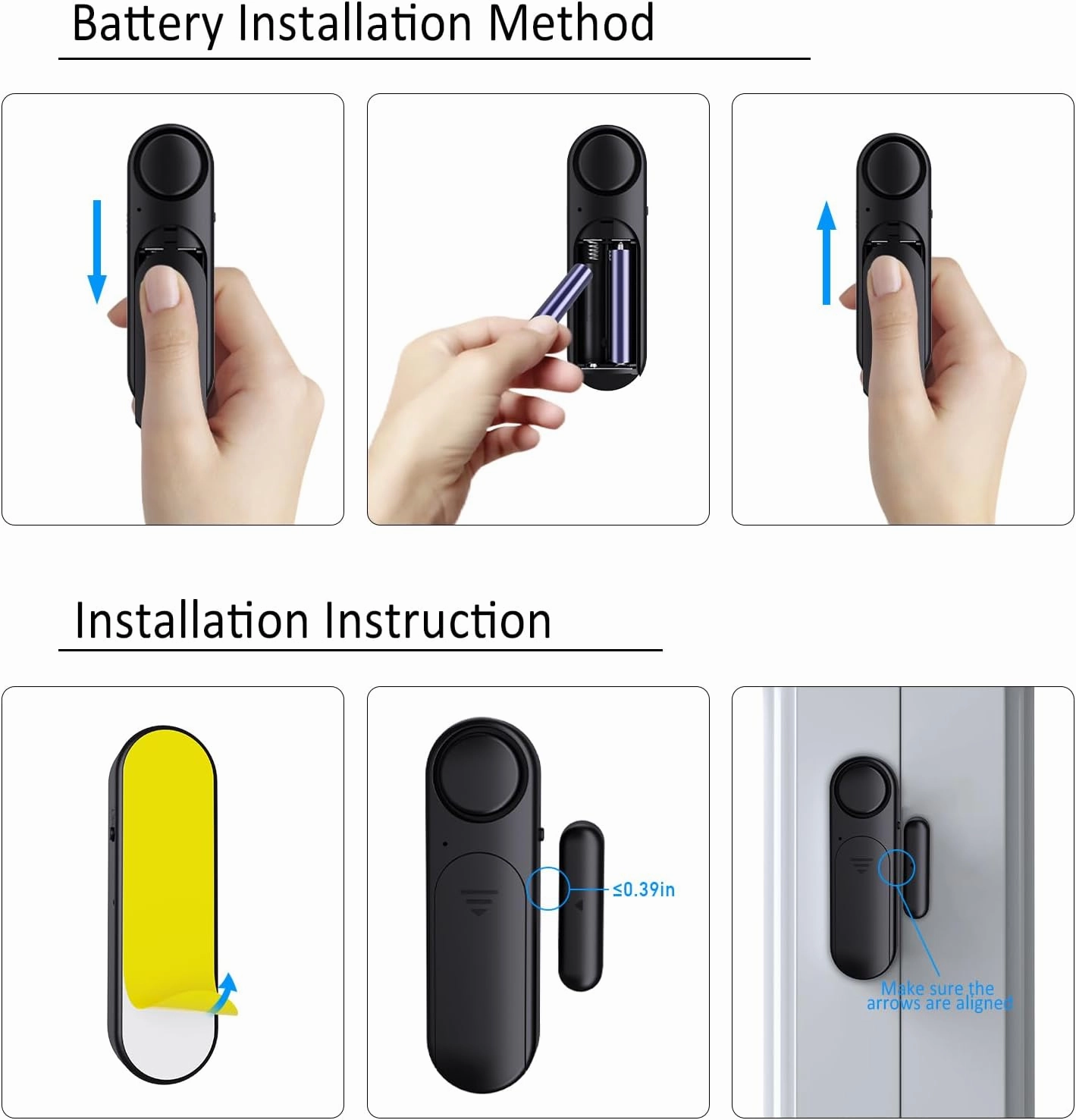 Window and Door Alarm When Opened (5 Pack) for Kids Safety/Home Security, Wireless Sliding Door Opening Sensor Alarms for Dementia, 120dB Burglar Alert, Ideal for Business, Garage, Apartment, Black