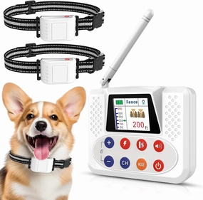 Wireless Dog Fence System, Electric Fence for Dog with Big LCD Screen, Portable Wireless Fence & Training Collar with 2.4GPFC Antenna, Waterproof & Adjustable Dog Perimeter Collar