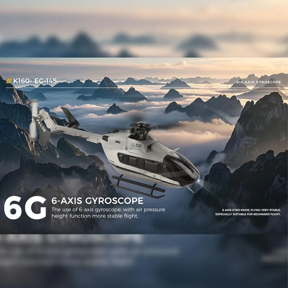 WL K160 RC Helicopter, 6-Axis Gyro 1:32 Scale EC-145 160-Class 4CH 2.4GHz Flybarless Aircraft with Altitude Hold & One-Key Take Off/Landing & Adjustable Throttle – RTF/ 3 Battery
