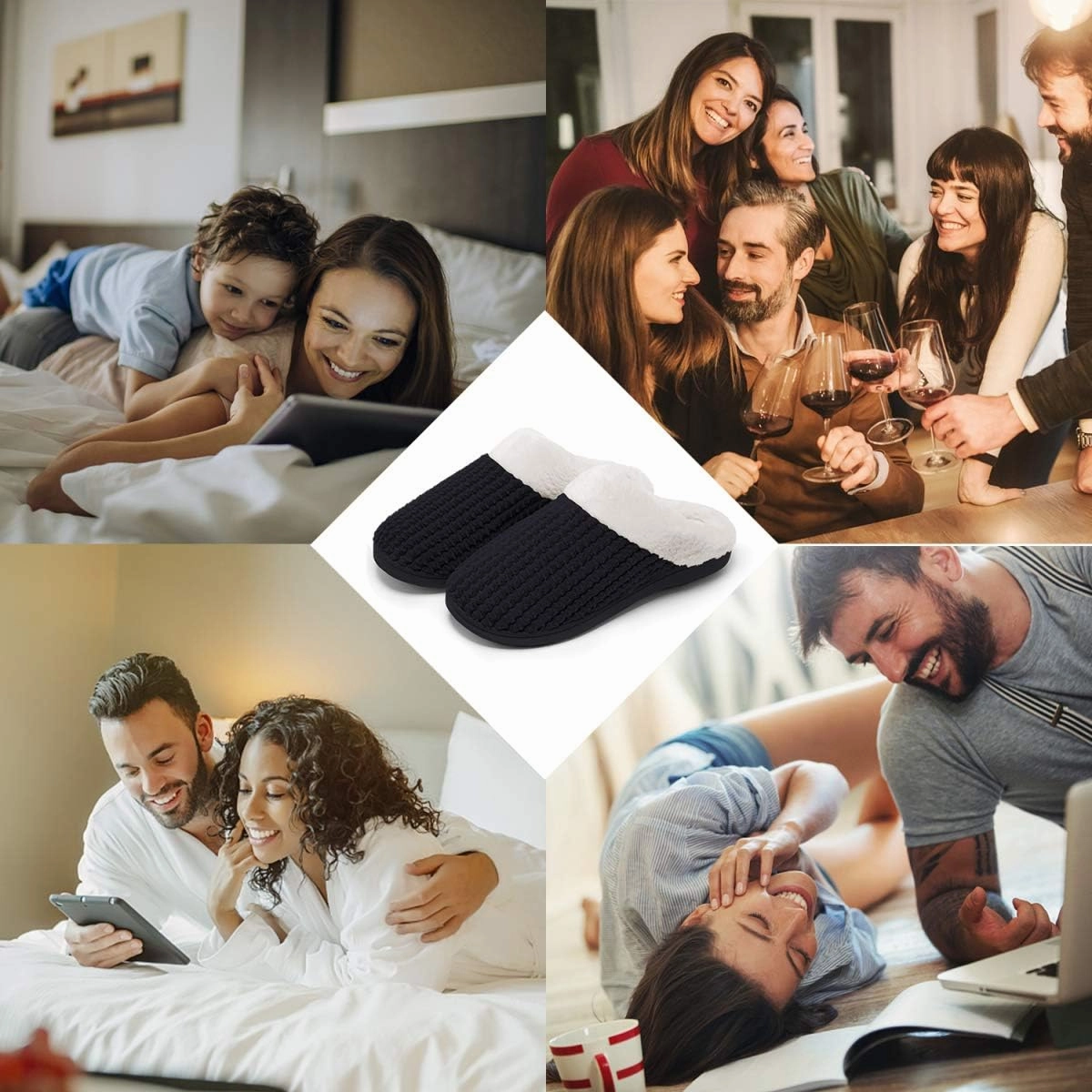 Womens Memory Foam Slippers Plush Fleece Lined Lady House Slippers Anti-Skid for Indoor Outdoor