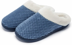 Womens Memory Foam Slippers Plush Fleece Lined Lady House Slippers Anti-Skid for Indoor Outdoor