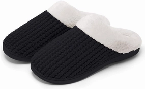 Womens Memory Foam Slippers Plush Fleece Lined Lady House Slippers Anti-Skid for Indoor Outdoor