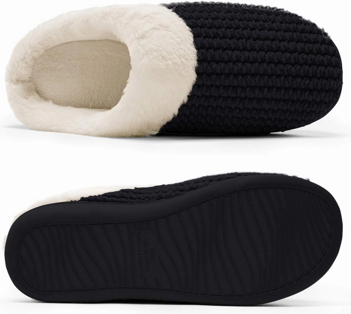 Womens Memory Foam Slippers Plush Fleece Lined Lady House Slippers Anti-Skid for Indoor Outdoor
