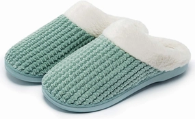 Womens Memory Foam Slippers Plush Fleece Lined Lady House Slippers Anti-Skid for Indoor Outdoor