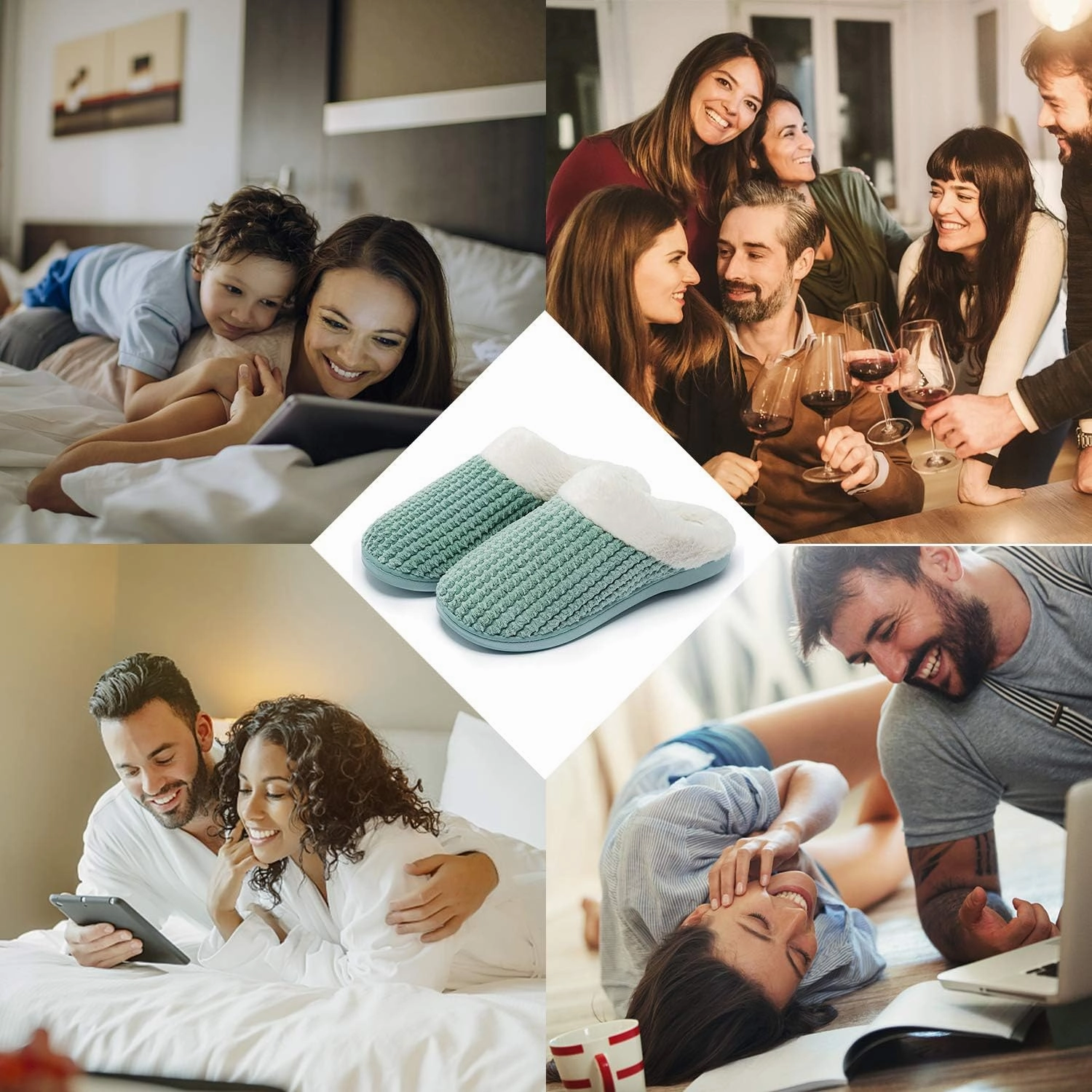 Womens Memory Foam Slippers Plush Fleece Lined Lady House Slippers Anti-Skid for Indoor Outdoor