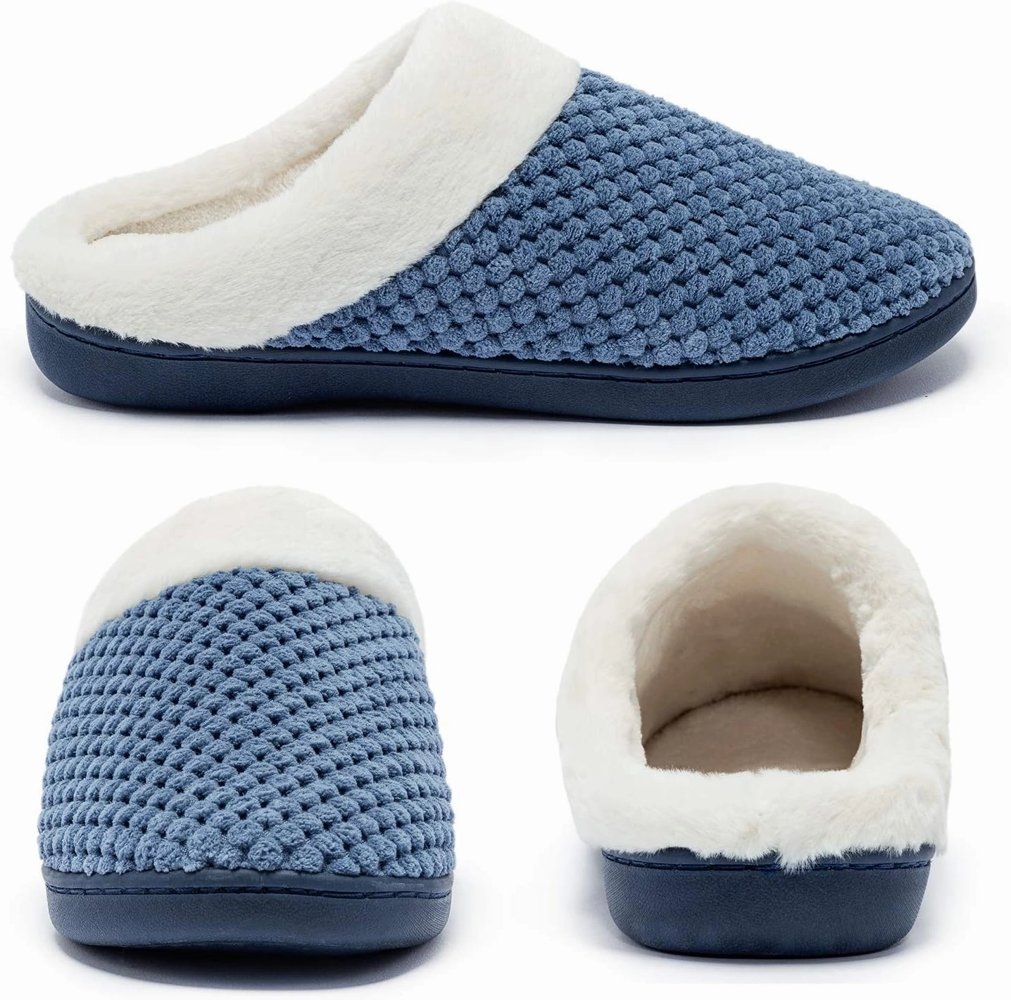 Womens Memory Foam Slippers Plush Fleece Lined Lady House Slippers Anti-Skid for Indoor Outdoor