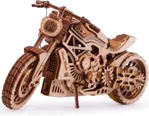 Wood Trick Motorcycle w/Rubber Band Motor Rides up to 16ft - Mechanical Model Kits for Adults and Kids - 10x4-3D Wooden Puzzles for Adults and Kids - Engineering DIY 3D Puzzle Wooden Models