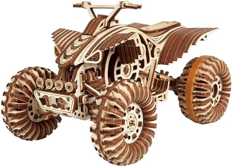 Wood Trick Quad Bike 3D Wooden Puzzles for Adults and Kids to Build - Rides up to 30ft - Wooden Model Car Kits to Build - Model Kits for Adults - Challenging Project Hobby