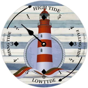 Wooden Tide Clock Sailboat Lighthouse Tidal Clock Beach Decor Ocean Time Coastal Clock High and Low Tide Nautical Tide Movement Clock Vintage Decor for Beach House Deck Board 10 Inch