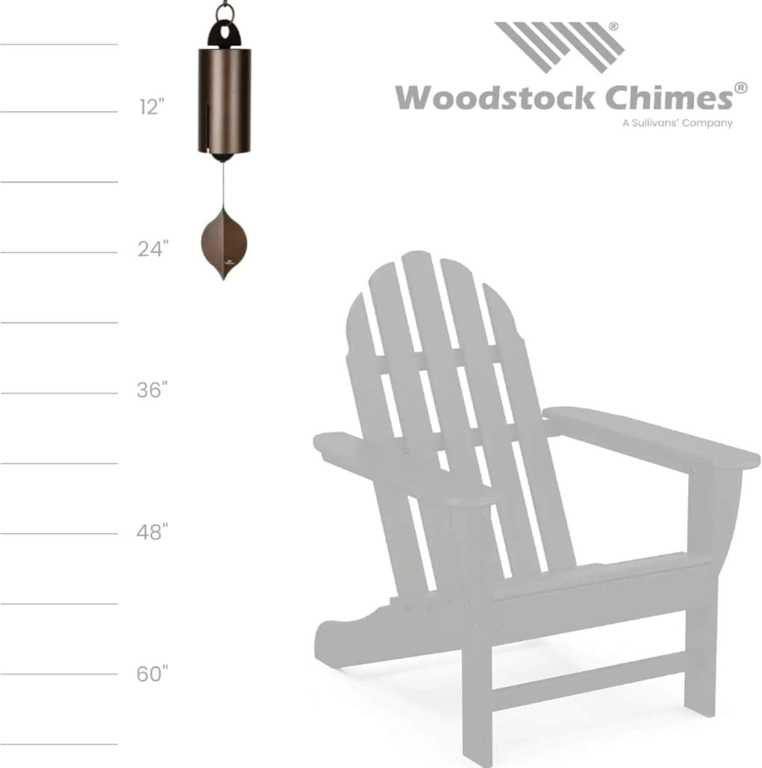Woodstock Wind Chimes Heroic Windbell Wind Chimes for Outside, 24" Copper Medium Windchime for Outdoor Garden, Patio, Porch Wind Bell, Deep Tone Sound