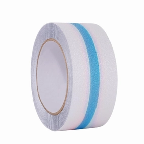 XURI Anti Slip Tape Clear Grip Tape with Blue Luminous Stripe,2Inch x 49.2Ft, Heavy Duty Non Skid Tape Waterproof,Soft,Comfortable for Bare Feet, Traction Tape for Stairs,Tread Step, Indoor, Outdoor