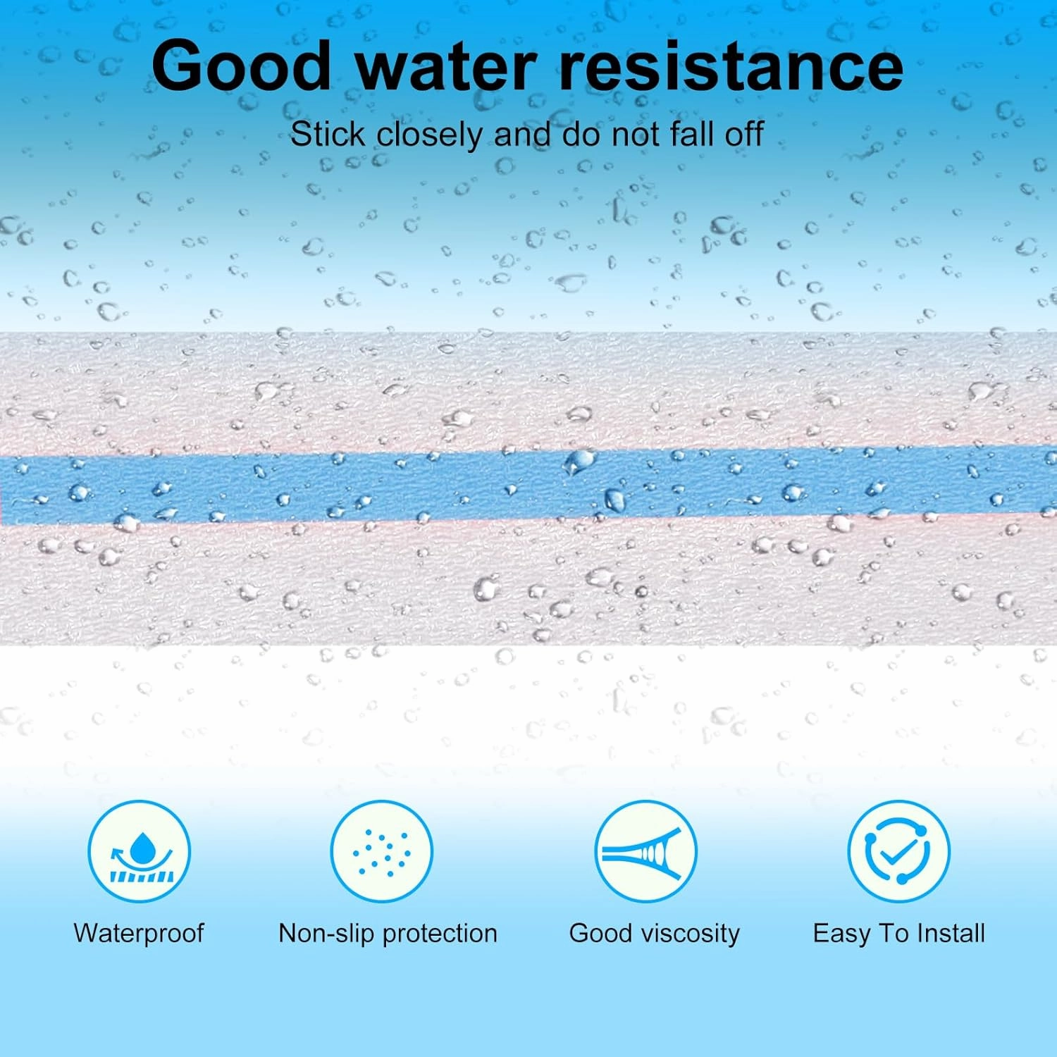 XURI Anti Slip Tape Clear Grip Tape with Blue Luminous Stripe,2Inch x 49.2Ft, Heavy Duty Non Skid Tape Waterproof,Soft,Comfortable for Bare Feet, Traction Tape for Stairs,Tread Step, Indoor, Outdoor