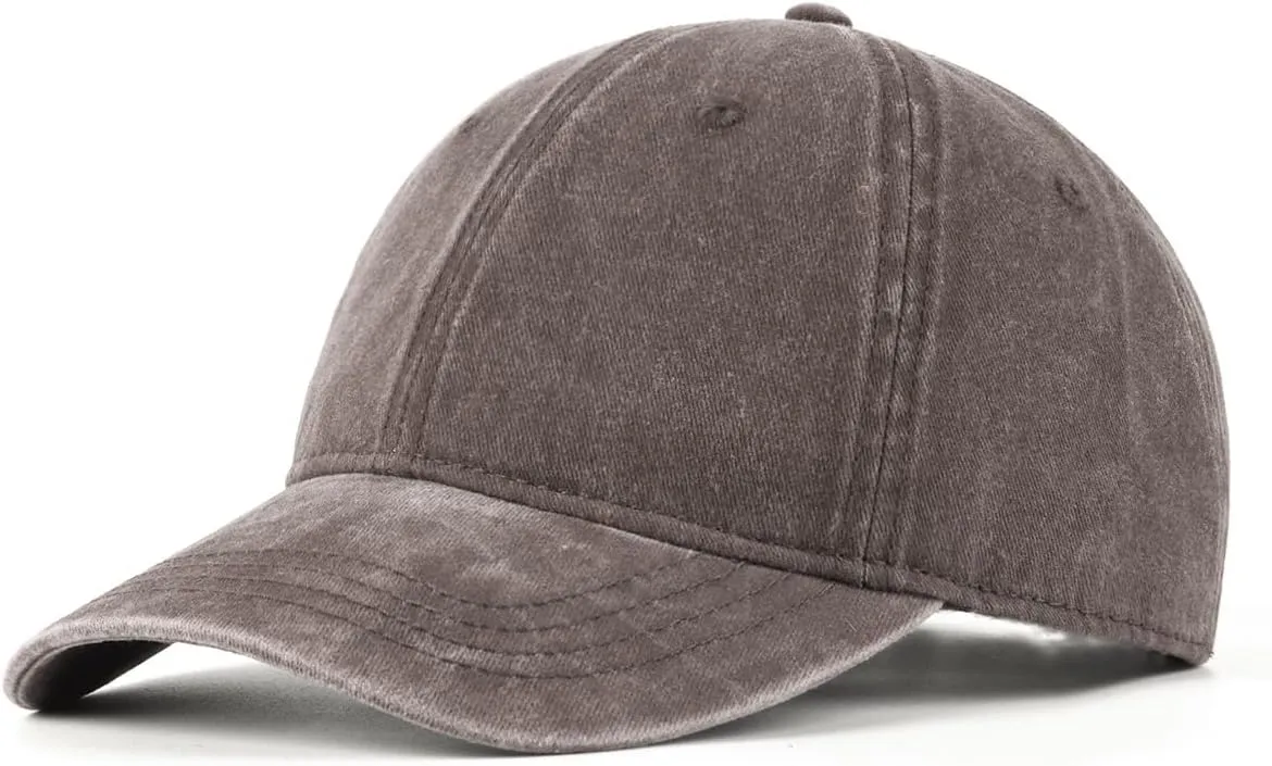 XXL Oversize Washed Denim Baseball Cap,Low Profile Jean Sports Cap for Big Heads 23.5"-25.5",Large Pigment Dyed Dad Hat
