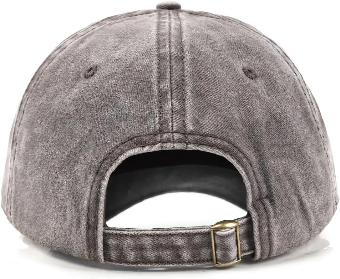 XXL Oversize Washed Denim Baseball Cap,Low Profile Jean Sports Cap for Big Heads 23.5"-25.5",Large Pigment Dyed Dad Hat