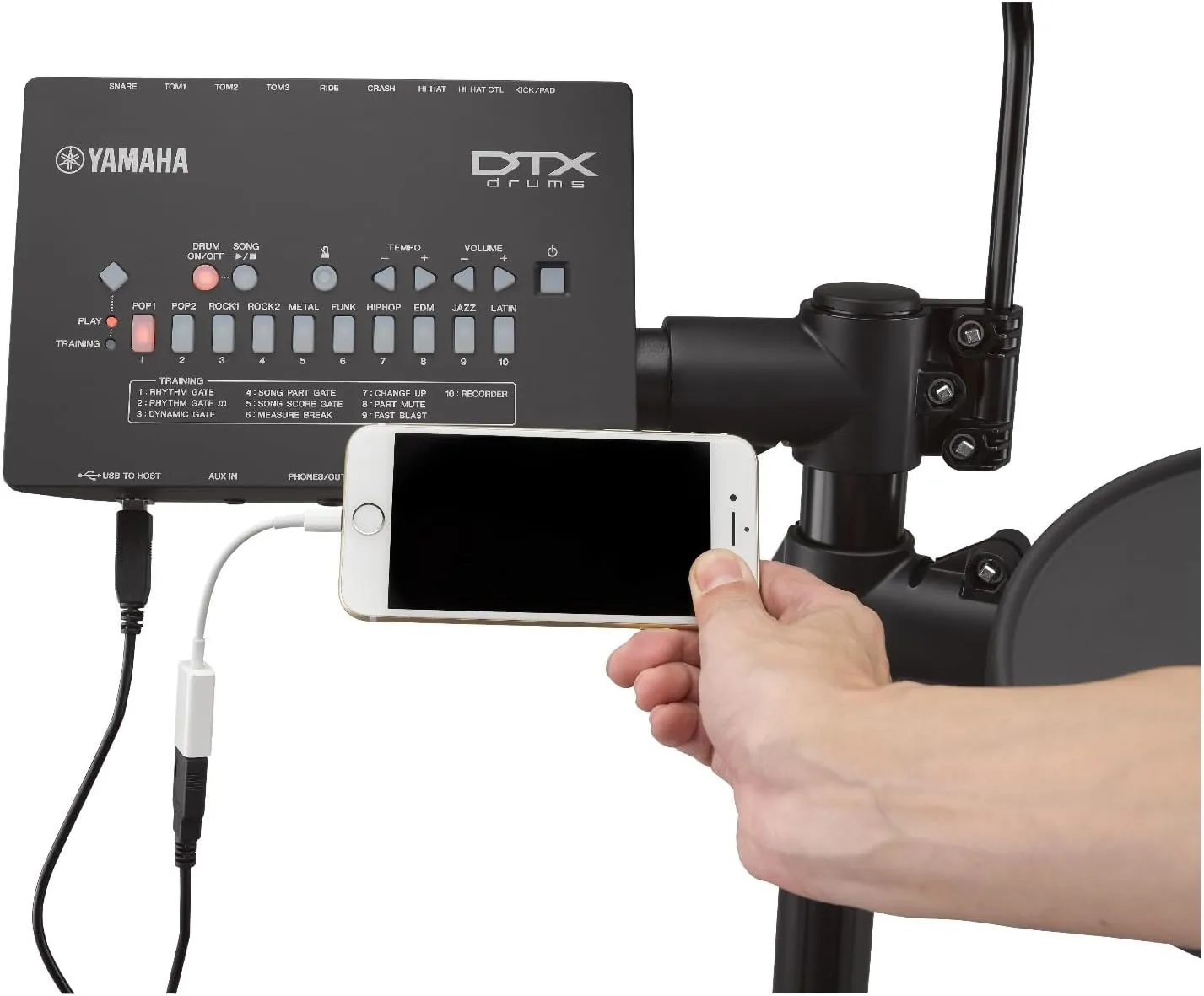 Yamaha DTX452K Customizable Electronic Drum Kit with 3-Zone Snare Pad, KP65 Kick Tower and Bass Pedal