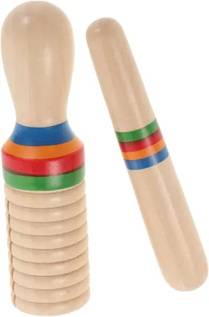 YARNOW 1 Set Wooden Music Instrument Sound Tube with Mallet Educational Percussion for Single Threaded Ring Design Burlywood Color for Rhythm Learning and Fun Play