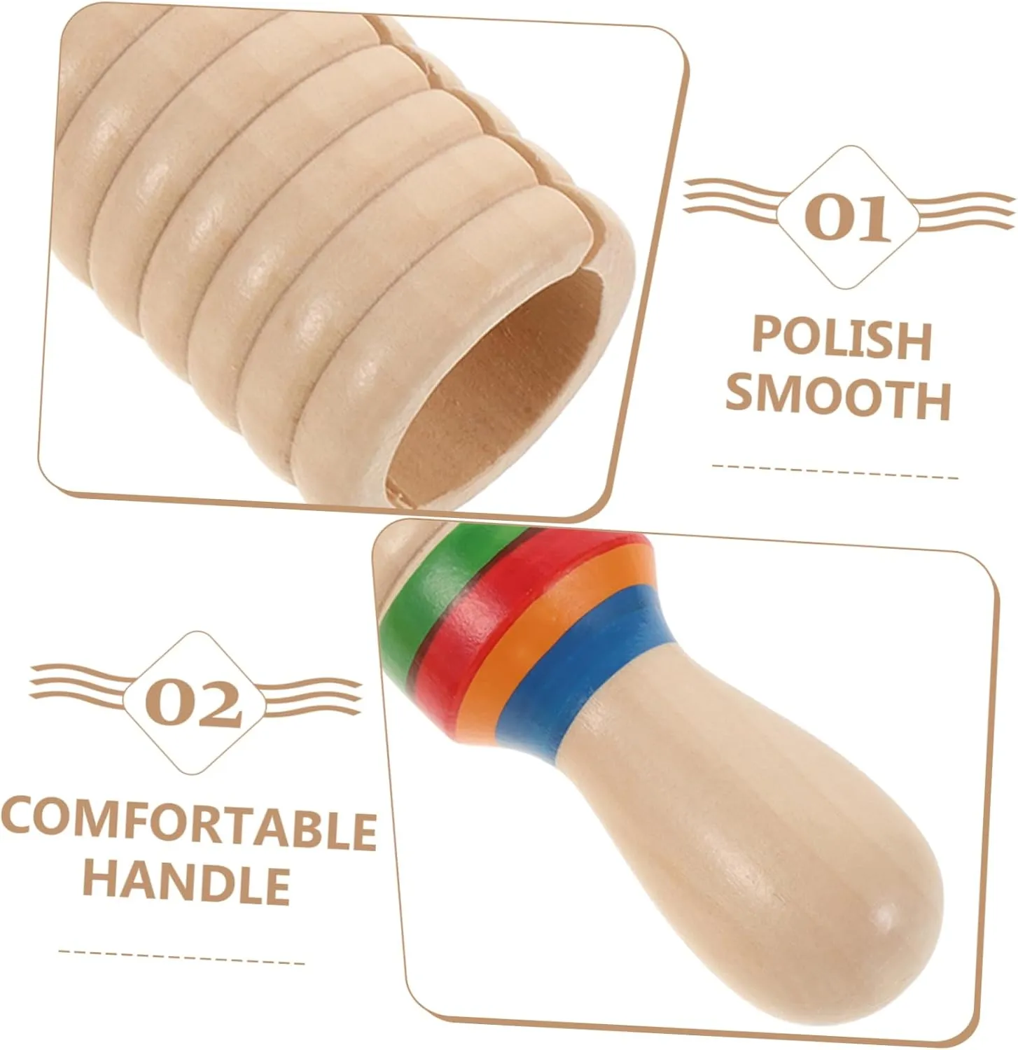 YARNOW 1 Set Wooden Music Instrument Sound Tube with Mallet Educational Percussion for Single Threaded Ring Design Burlywood Color for Rhythm Learning and Fun Play