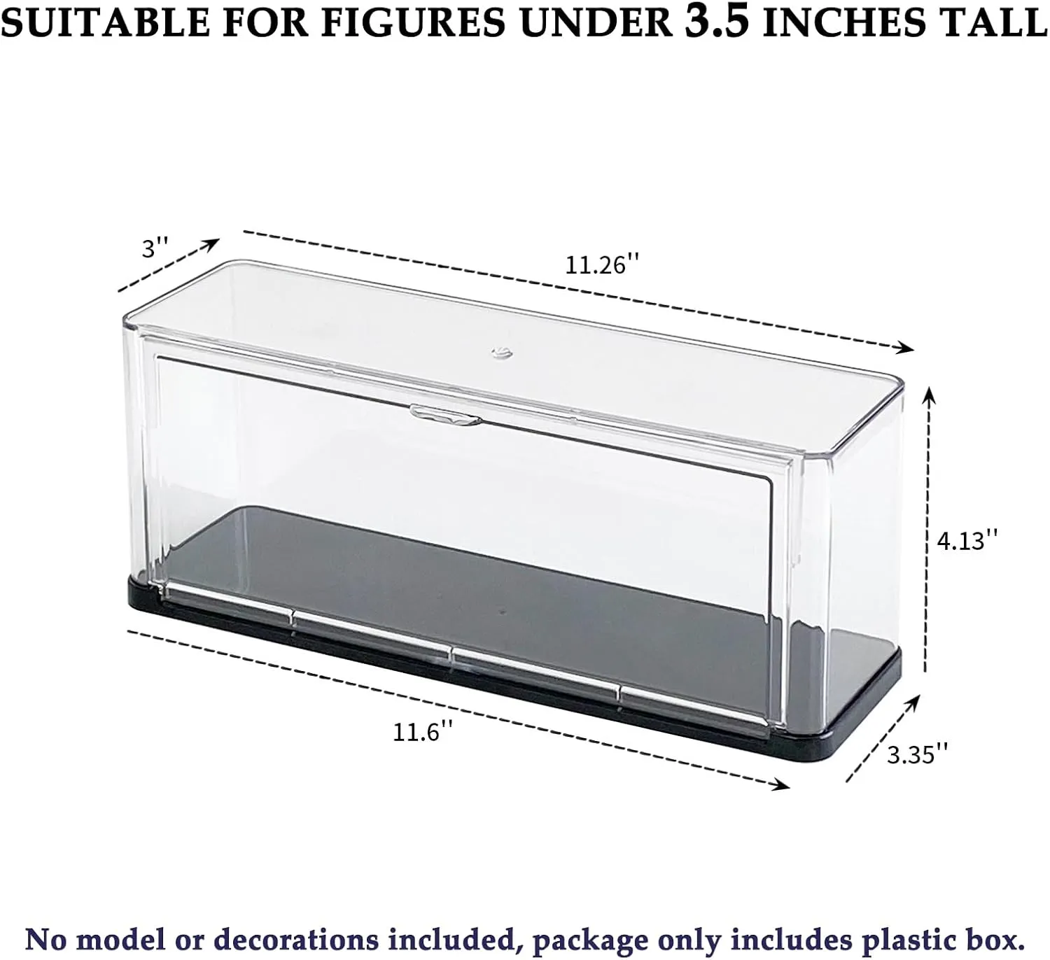 Yesesion Clear Display Cases for Figures, Plastic Stackable Showcase for 3.5 inches Tall Collectibles, Dust-Proof Storage Box with Lid for Model Car Stand, Small Doll, Mini Toy, 3 Pack