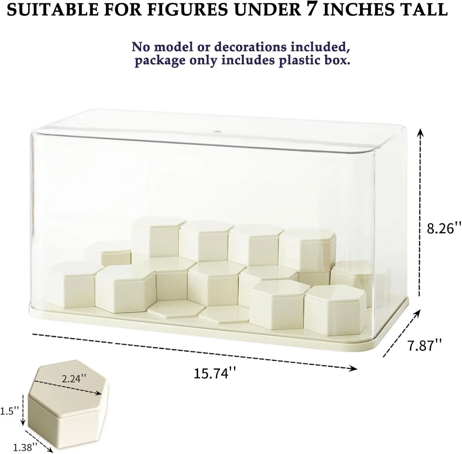 Yesesion Extra Large Display Cases for Figures Under 7 inches Tall, Plastic Collectibles Showcase with 17pcs Cube, Stackable Storage Box with Lid for Model Car, Doll, Toy, Souvenir Stand, 2 Pack