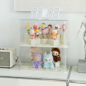 Yesesion Extra Large Display Cases for Figures Under 7 inches Tall, Plastic Collectibles Showcase with 17pcs Cube, Stackable Storage Box with Lid for Model Car, Doll, Toy, Souvenir Stand, 2 Pack