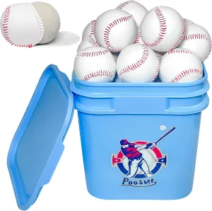 Youth 8U T-Ball Safety Baseballs - Reduced Impact Soft Practice Balls for Kids, League Play & Training Drills (Bucket of 24, Unmarked for Autographs, Hitting, Batting, Fielding)