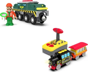 Z MAYABBO Battery Powered Locomotive Train and Electric Train Set for Wooden Tracks Set, Motorized Train Toy Train Set Compatible with Thomas, Brio, Melissa and Doug
