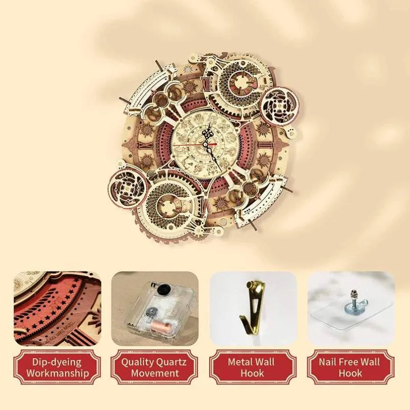 Zodiac Wall Clock DIY 3D Wooden Model Kit