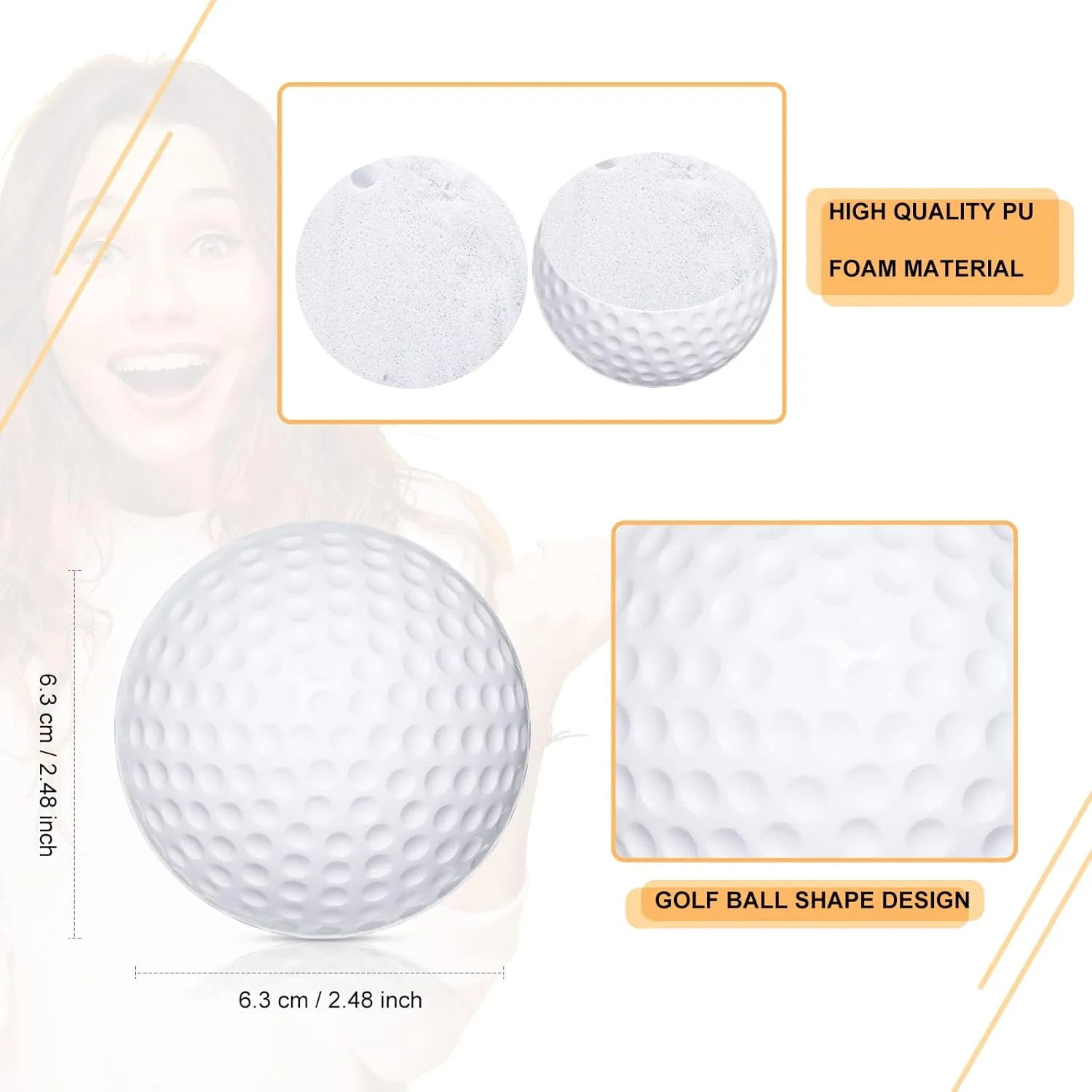 Zubebe Golf Ball Golf Party Favors Mini Soft Foam Stress Balls for Adults Bulk Sports Stress Relief Balls for Teens Prizes Decoration Present Toys(100 Pack)