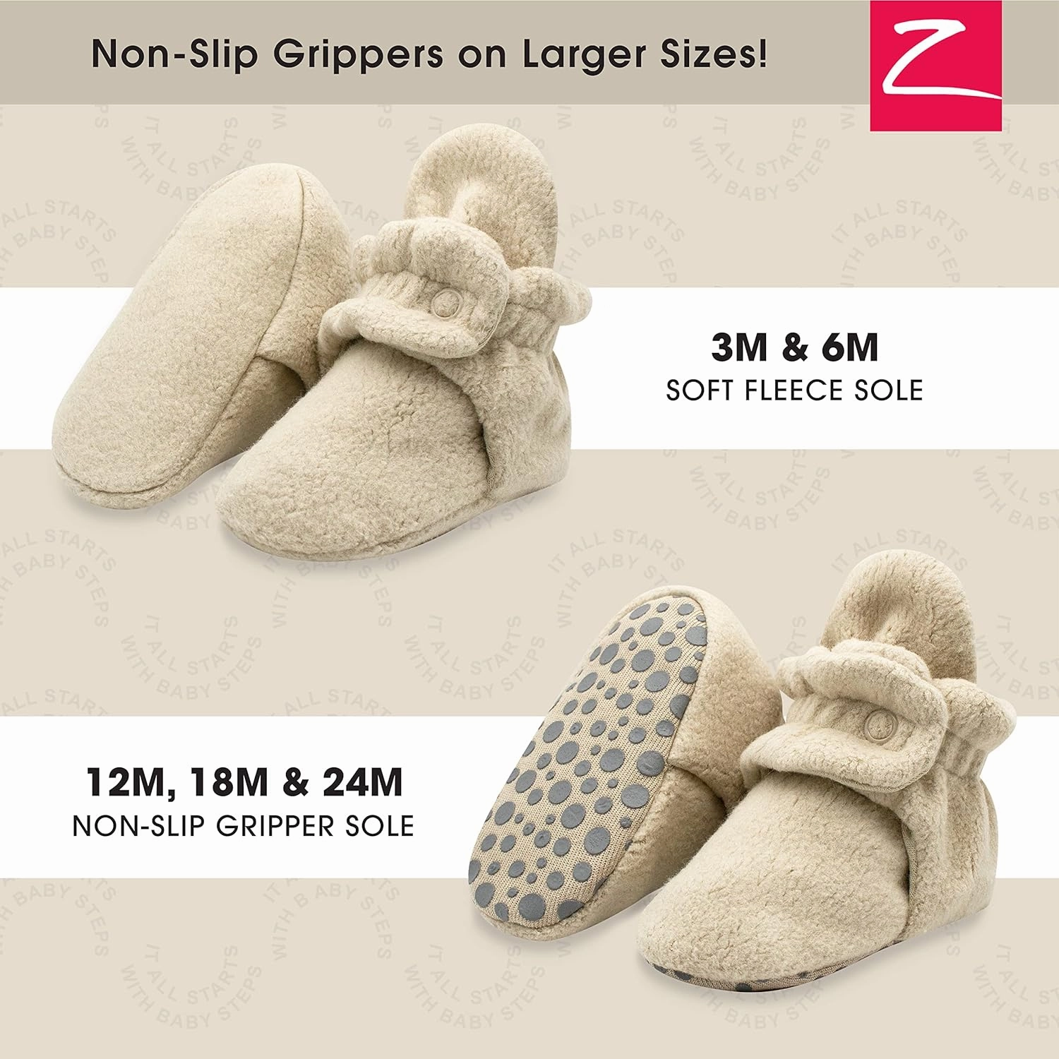 Zutano Unisex Fleece Baby Booties, Two Snap Closure, Newborn to 24 Months